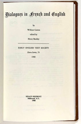 Dialogues in French and English; Early English Text Society, Extra Series, 79