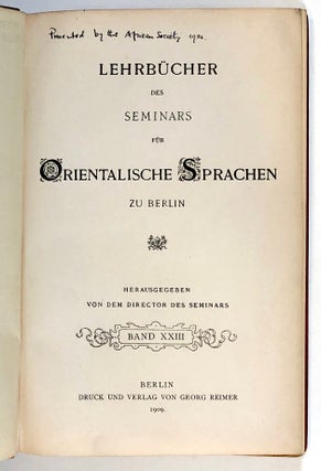 Lehrbuch der Nama-Sprache; Mit Beitragen von Hermann Hegner, Diedrich Westermann, und Carl Wandres