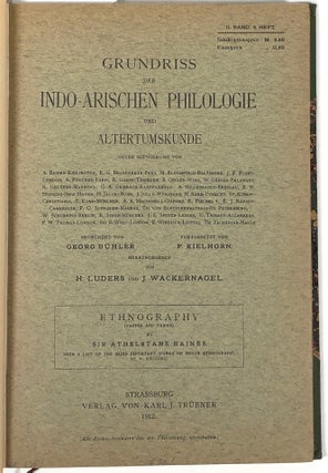 Ethnography (Castes and Tribes); With a List of the More Important Works on Indian Ethnography by W.Siegling; Grundriss der Indo-Arischen Philogie und Altertumskunde (Encyclopedia of Indo-Aryan Research); II. Band, 5. Heft
