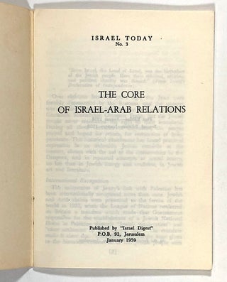 The Core of Israel-Arab Relations (Israel Today No. 3)