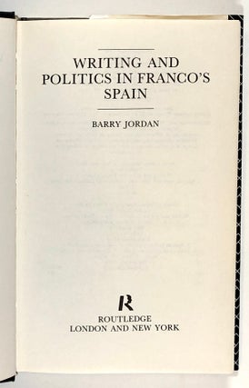 Writing and Politics in Franco's Spain
