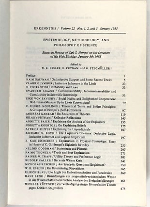 Erkenntnis: An International Journal of Analytic Philosophy (Volume 22: 1985)