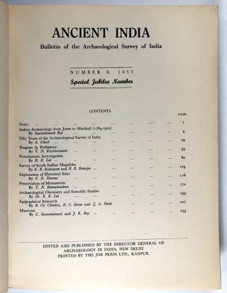 Ancient India: Bulletin of the Archaeological Survey of India (Number 9, 1953 Special Jubilee Number)