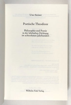 Poetische Theodizee: Philosophie und Poesie in der Lahrhaften Dichtung im Achtzehnten Jahrhundert