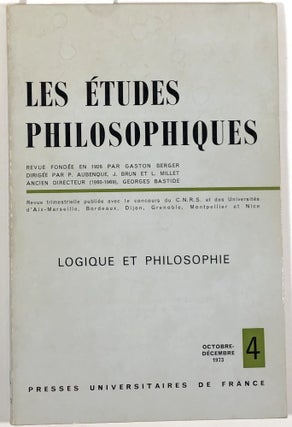 Item #s0003385 Logique et Philosophie; Les études philosophiques; Octobre - Décembre 1973; 4....
