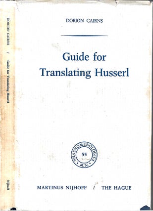 Item #s00034517 Guide for Translating Husserl. Dorion Cairns