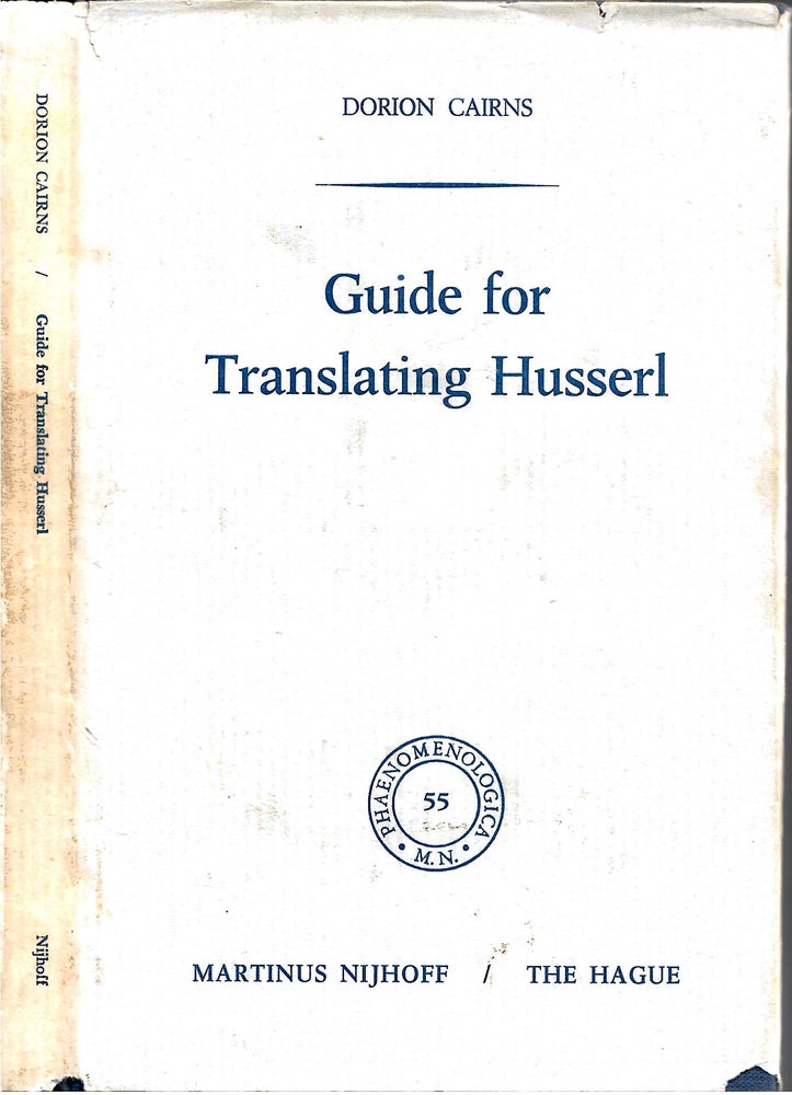 Item #s00034517 Guide for Translating Husserl. Dorion Cairns.