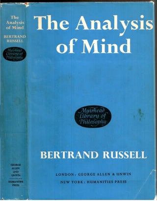 Item #s00034668 The Analysis of the Mind. Bertrand Russell