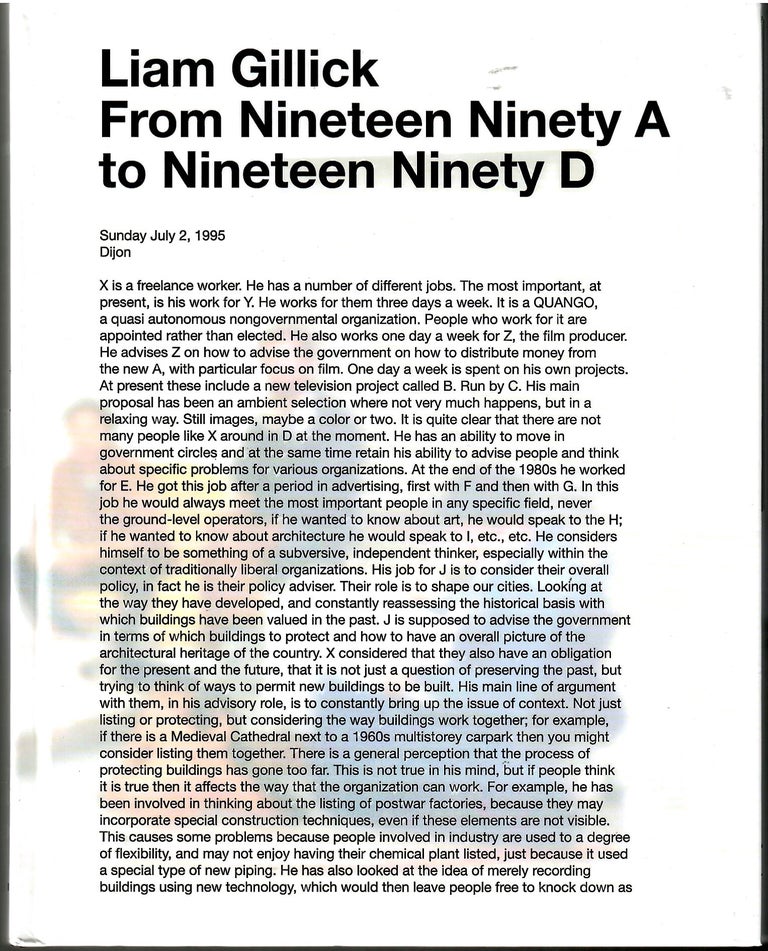 Item #s00034936 From Nineteen Ninety A to Nineteen Ninety D. Liam Gillick.