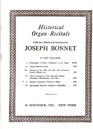 Item #s00036201 Historical Organ-Recitals Vol V: Modern Composers Franck to Reger (Vol. V Only)....