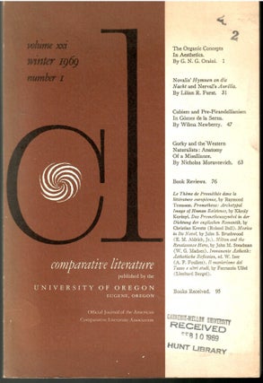 Item #s00036213 Comparative Literature Volume XXi Winter 1969 Number 1. Chandler B. Beall