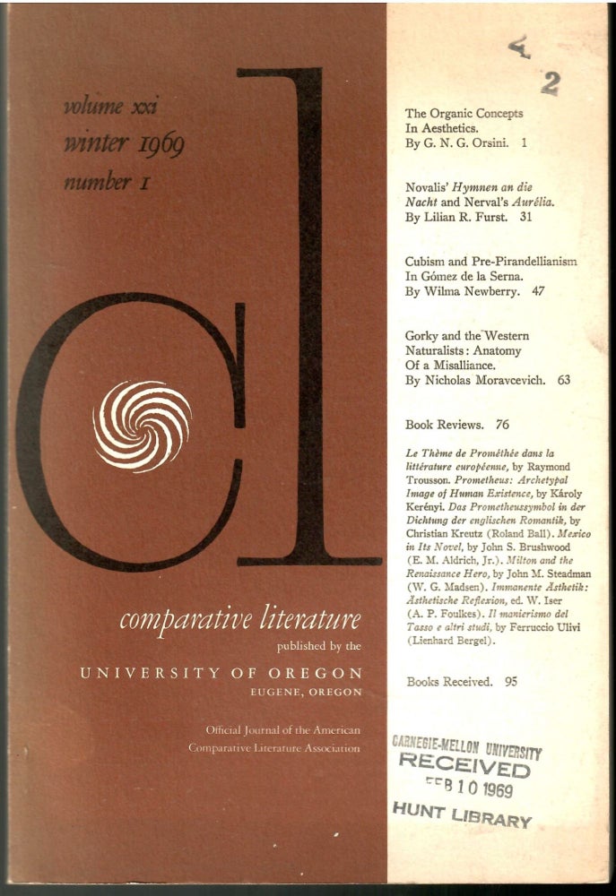 Item #s00036213 Comparative Literature Volume XXi Winter 1969 Number 1. Chandler B. Beall.