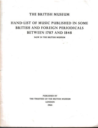 Item #s00036256 Hand-List of Music Published in Some British and Foreign Peridicals Between 1787...