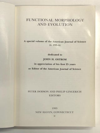 Functional Morphology and Evolution: A special volume of the American Journal of Science (v. 293-A)