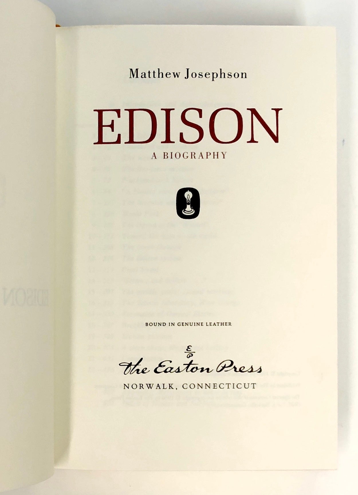 Edison: A Biography Easton Press full leather gilt | Matthew Josephson