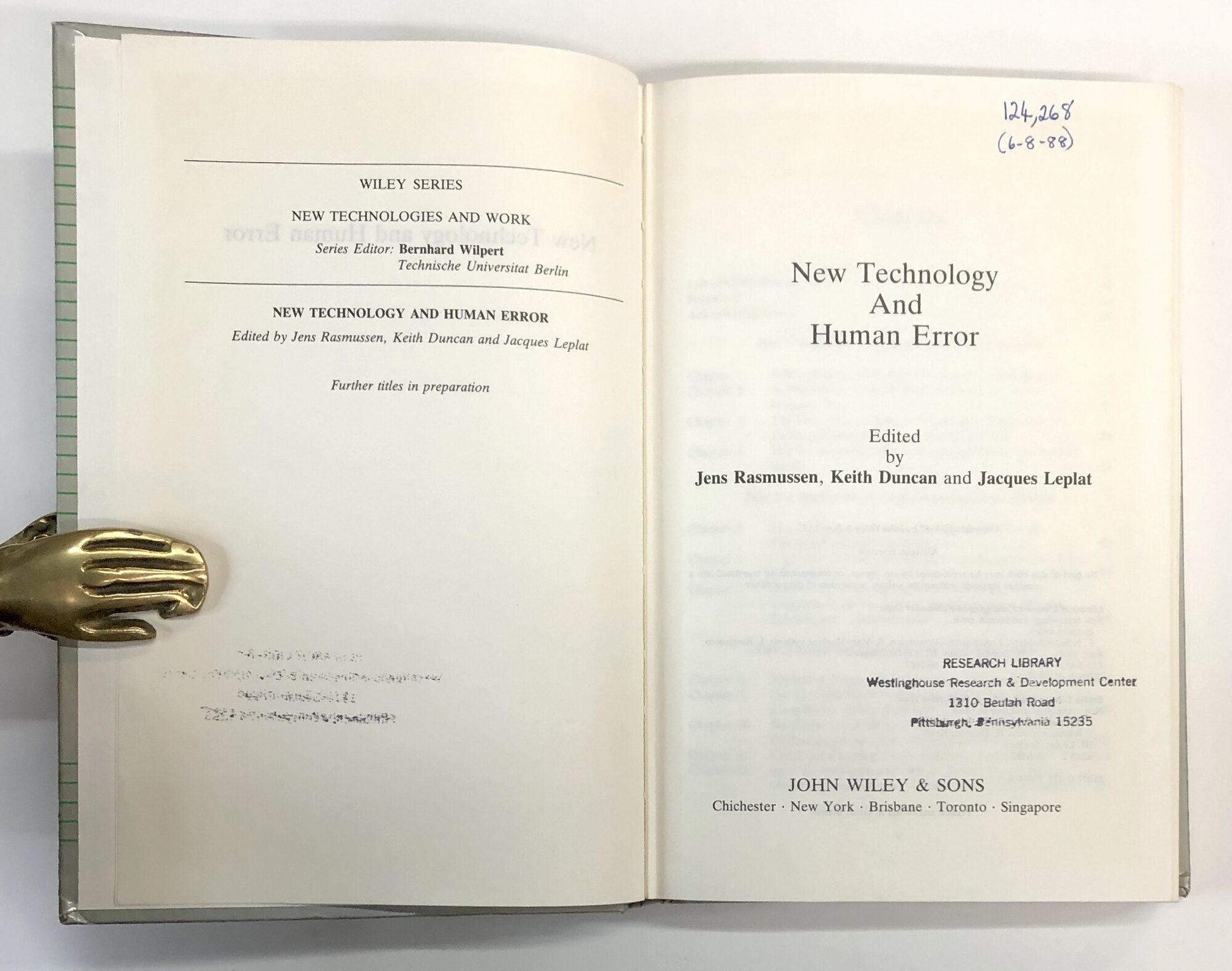 Human Error Rasmussen New Technology and Human Error Wiley Series: New Technologies and Word ...