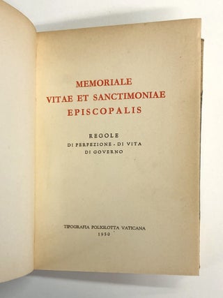Memoriale Vitae et Sanctimoniae Episcopalis -- Regole di Perfezione, di Vita, di Governo