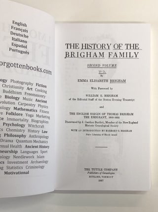 The History of the Brigham Family, Volume 2 (Classic Reprint Series)
