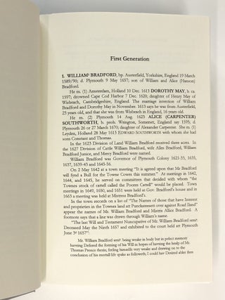 Mayflower Families through Five Generations -- Volume Twenty-Two, Family of William Bradford