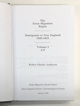 The Great Migration Begins: Immigrants to New England, 1620-1633 -- Volumes I, II, & III (3 volume set)