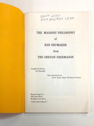 The Masonic Philosophy of Ken Shumaker from the Oregon Freemason
