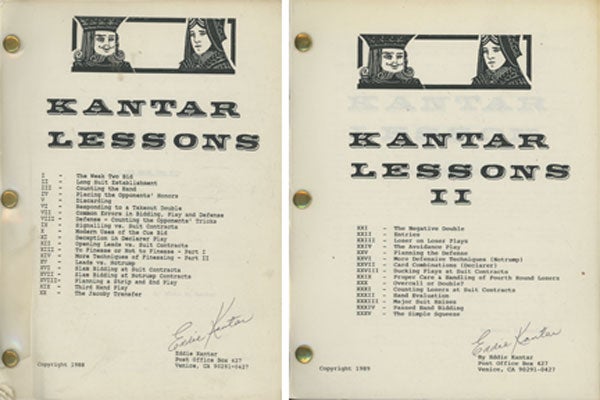 Item #s0007262 Kantar Lessons; 2 Vols. (Kantar Lessons and Katar Lessons II). Eddie Kantar, Edwin B. Kantar.
