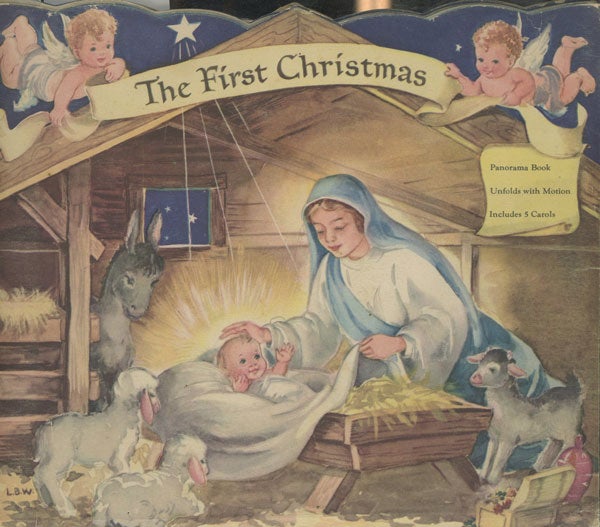 Item #s0007353 The First Christmas; Panorama Book, Unfolds With Motion, Includes 5 Carols. Margaret Friskey.