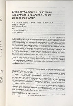 ACM Transactions on Programming Languages and Systems; Vol. 13, No. 4, October 1991