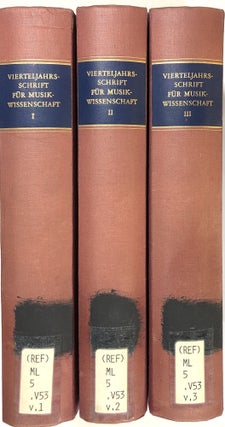 Item #s0009374 Vierteljahrsschrift fur Musikwissenschaft; 3 vols. Friedrich Chrysander, Philipp...
