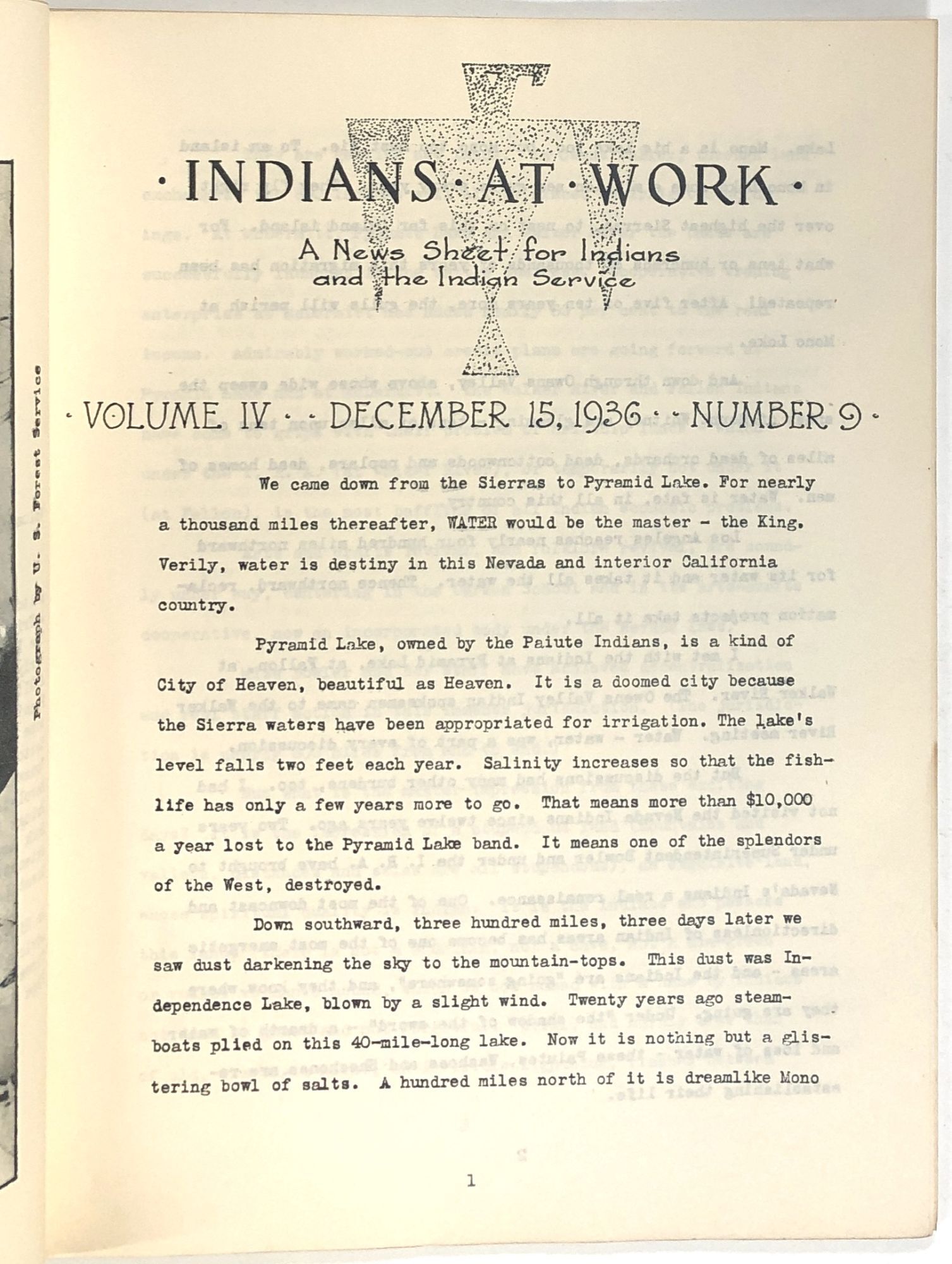 Indians at Work, A News Sheet for Indians and the Indian Service ...