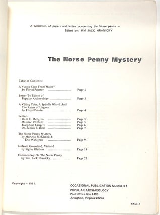 The Norse Penny Mystery; Occasional Publication Number 1
