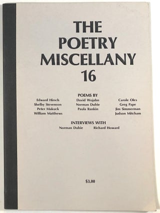 Item #s0009558 The Poetry Miscellany 16. Richard Jackson, Michael Panori, Edward Hirsch, David...