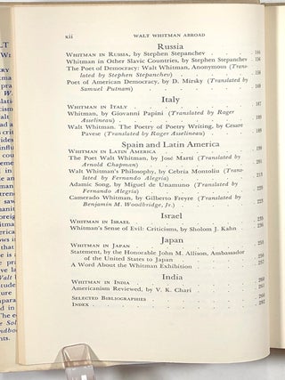 Walt Whitman Abroad; Critical Essays from Germany, France, Scandinavia, Russia, Italy, Spain and Latin America, Israel, Japan, and India