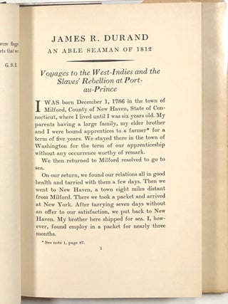 James Durand, An Able Seaman of 1812; His Adventures on "Old Ironsides" and as an Impressed Sailor in the British Navy