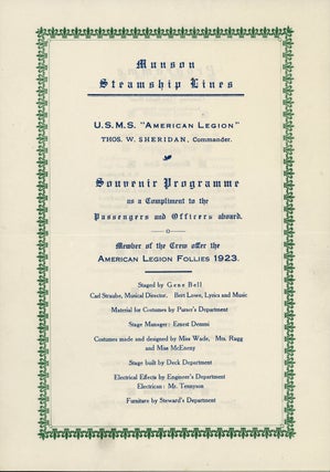 Brazilian American, The Only American Weekly in South America, Volume 7, Number 173, February 17, 1923, with A Souvenir Program and Passenger List for Munson Steamship Lines U.S.M.S. 'American Legion'