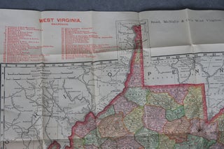 Rand, McNally, & Co's Indexed Country and Railroad Pocket Map and Shipping Guide of West Virginia, Accompanied by a New and Original Compilation and Ready Reference Index, Showing in Detail the Entire Railroad System, The Express Company Doing Business over each Road, and Accurately Locating all Cities, Towns, Post Offices, Railroad Stations, Villages, Counties, Islands, Lakes, Rivers, &c.