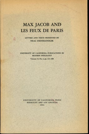 Item #z011132 Max Jacob and Les Feux de Paris (University of California Publications in Modern...