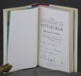 The Mysteries of Pittsburgh, INSCRIBED by Michael Chabon to Jay's Bookstall Coworker Joe Emanuel