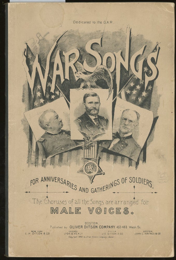 Item #z012378 War Songs for Anniversaries and Gatherings of Soldiers, to Which is Added a Selection of Songs and Hymns for Memorial Day. War Songs Music, Civil War, Patriotic.