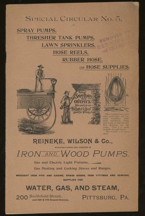 Item #z012858 Reineke, Wilson, & Co. Manufacturers and Jobbers of Iron and Wood Pumps, Gas and...