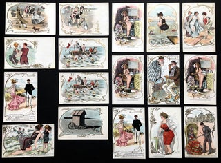 Item #z013095 17 French Postcards, Featuring Illustrations by Albert Guillaume 1910s-20s. Albert...