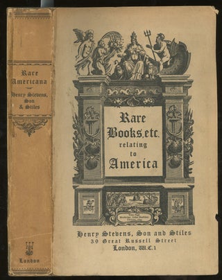 Item #z014721 Rare Americana, A Catalogue of Historical and Geographical Books, Pamphlets, and...