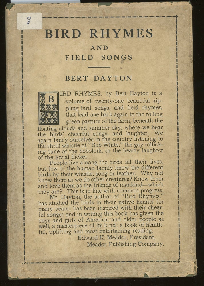 Item #z015127 Bird Rhymes and Field Songs. Bert Dayton.