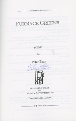 Item #z015198 Furnace Greens, SIGNED by Peter Blair. Peter Blair
