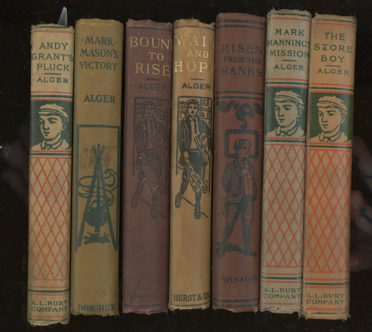 Item #z015311 Group of Seven Horatio Alger Jr. Juvenile Novels, Including: Andy Grant's Pluck, Bound to Rise, Mark Manning's Mission, Mark Mason's Victory, Wait and Hope, The Store Boy, and Risen From the Ranks. Horatio Alger.
