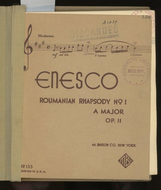 Item #z015429 Roumanian Rhapsody No 1, A Major, OP. II. Georges Enesco