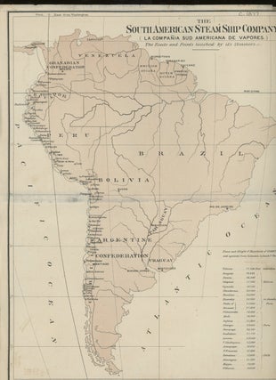 Item #z015589 South American Steam Ship Company Map of South America and Routes from Panama, with...