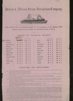 Item #z015592 Elder, Dempster and Co. British and Africa Steam Navigation Company, Rates of...