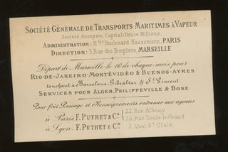 Item #z015701 Societe Generale De Transports Maritimes a Vapeur Steamship Company Calling Card,...