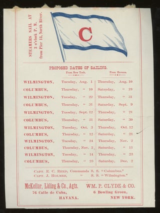 Group of Five Clyde Steamship Company New York and Havana Direct Mail Line Sailing Schedules, 1877
